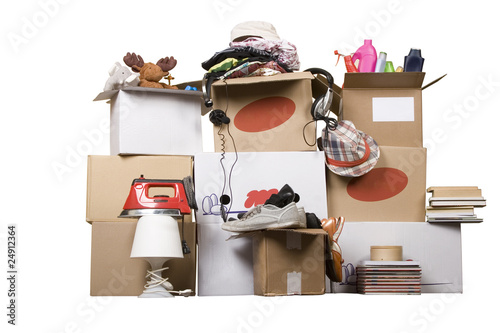 transport cardboard boxes, relocation concept