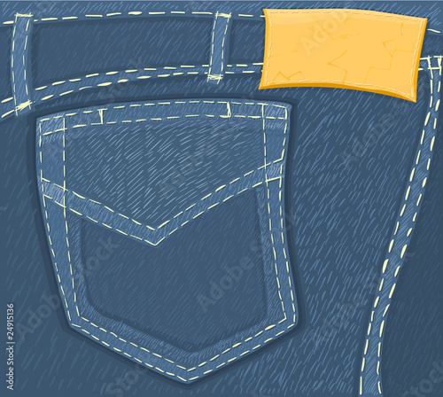 Jeans detail with a blank label A