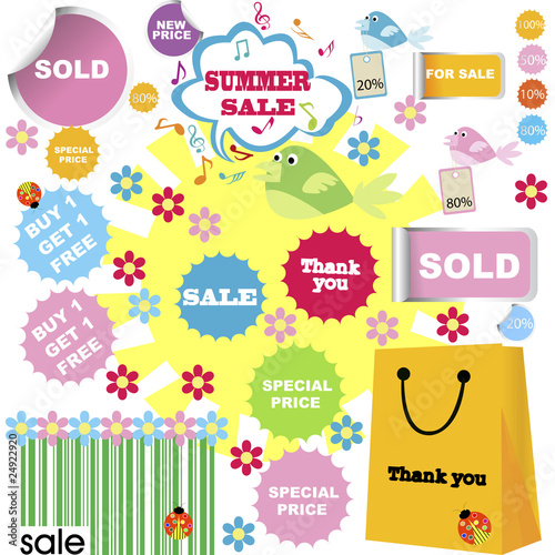 set of summer sale with shopping stickers © hibrida
