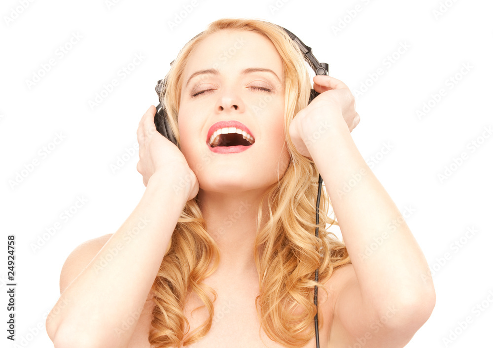 Fototapeta premium happy woman in headphones