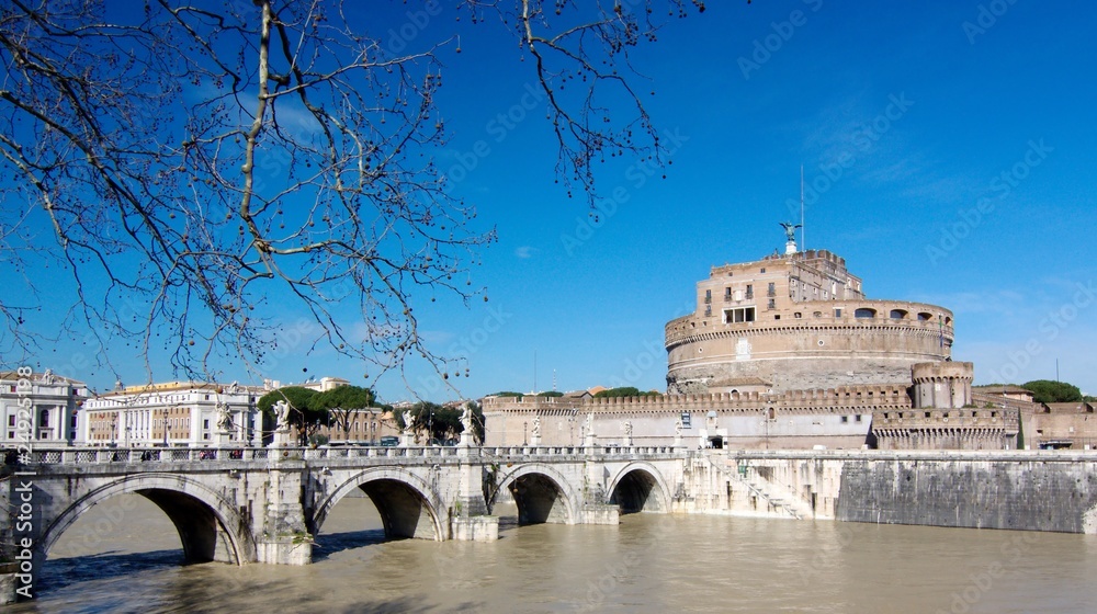 Sant' Angelo Bridge and Castle Sant Angelo in Rome