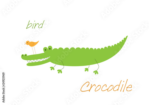 Crocodile and bird are friends