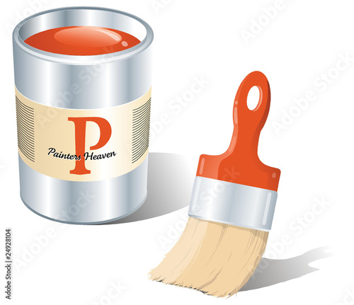 Farbdose und Pinsel