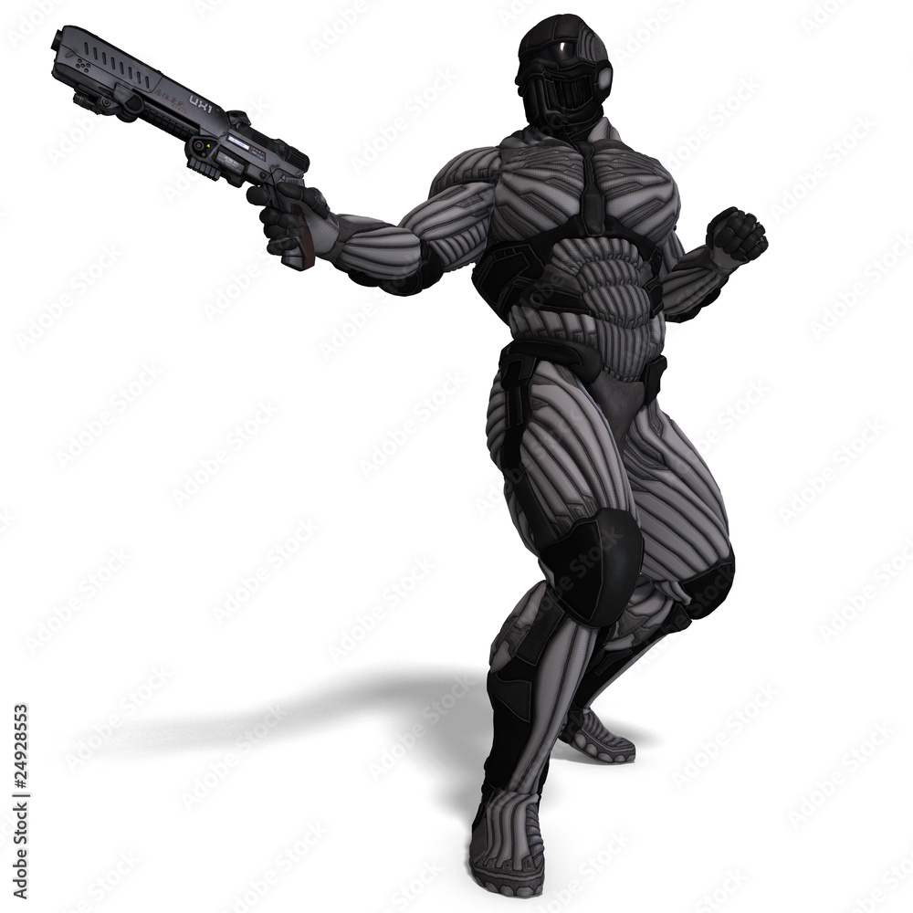 science fiction male character in futuristic suit. 3D rendering science fiction male character in futuristic suit. 3D rendering