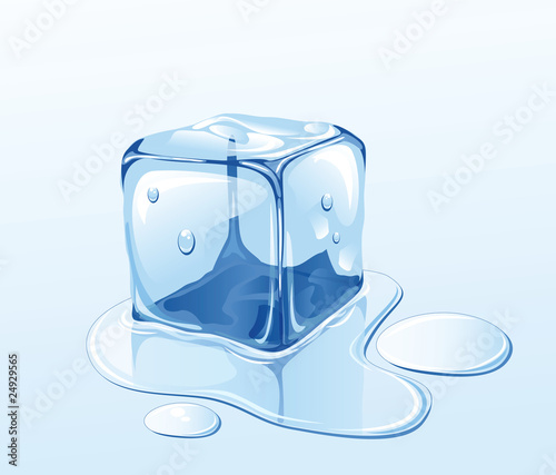Ice cube and water