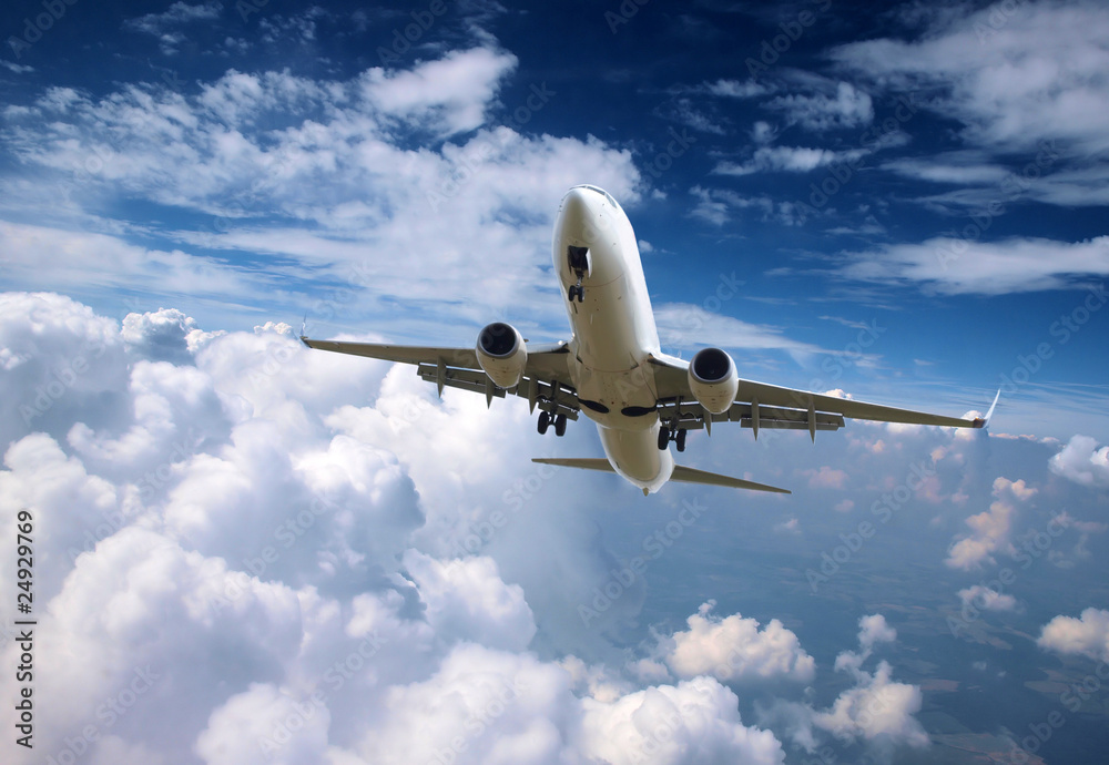 Obraz premium Airplane above clouds