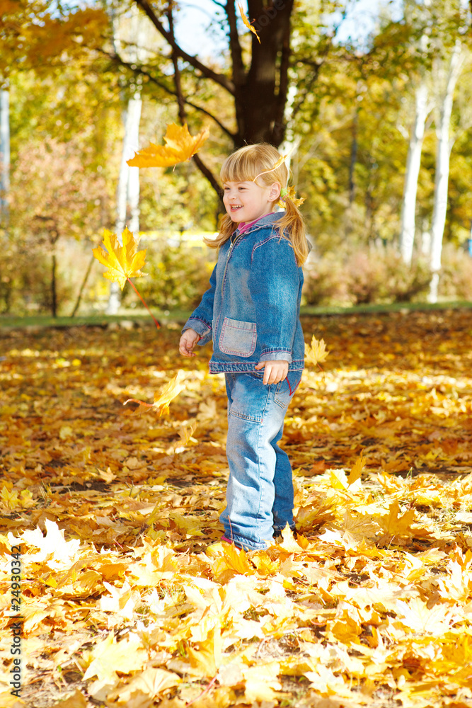 Playing with leaves