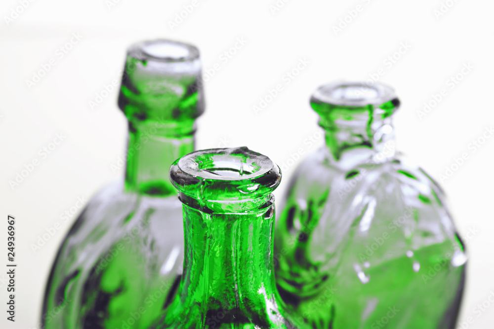 Obraz premium Green bottles in close up