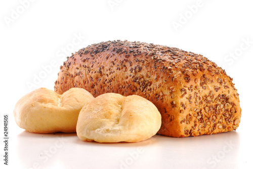 Composition with bread isolated on white