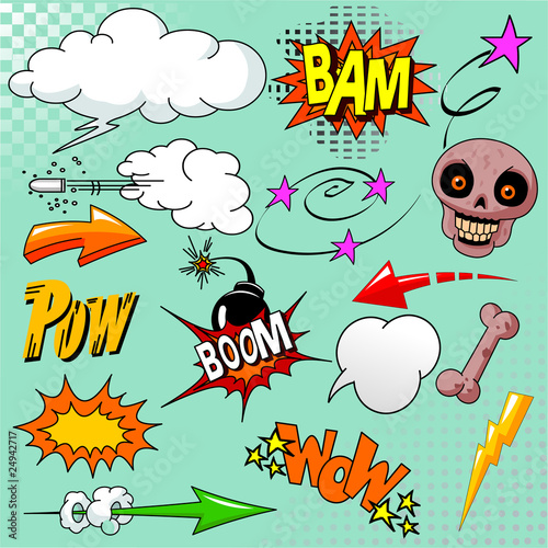 Set of comic elements