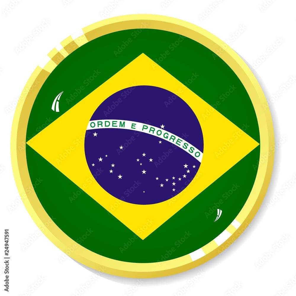 Fototapeta premium vector button with the national flag of Brazil