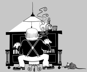 Handdoek met foto Muziekband piano player in cartoon style  © Isaxar