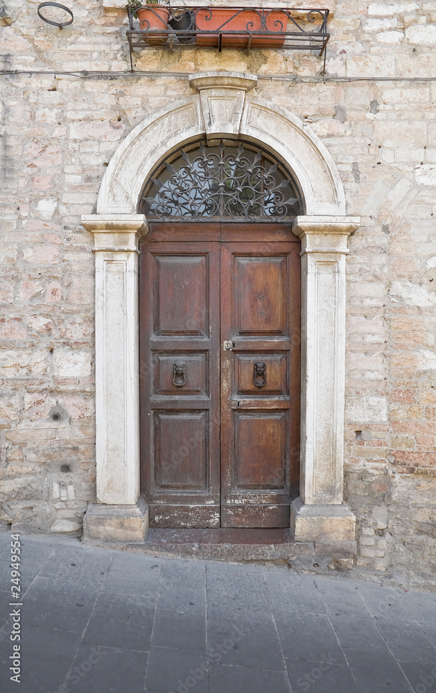 Wooden door.