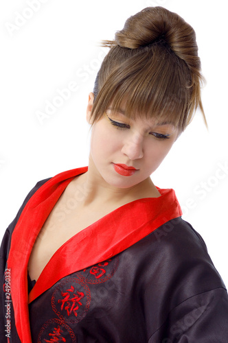 Portrait of beautiful girl in kimono