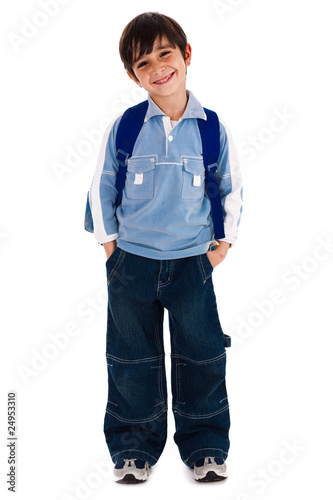 Happy young boy smiling at camera