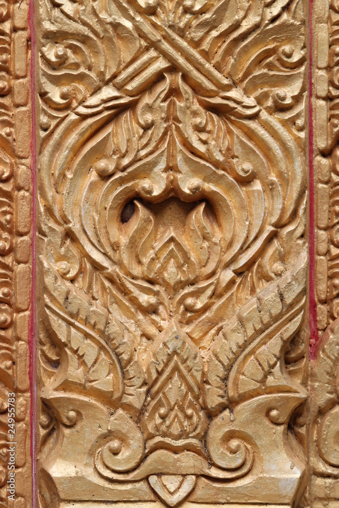 art on pillar, Wat Prang Ku Ban Kwao, Mahasarakam
