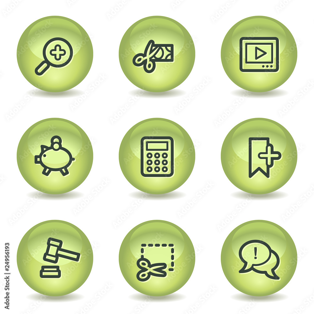 Shopping web icons set 3, green glossy circle buttons Shopping web icons set 3, green glossy circle buttons