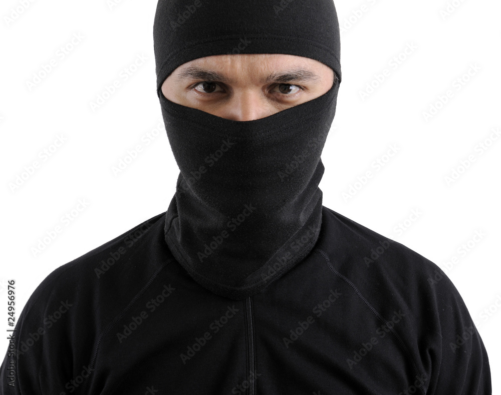 Fototapeta premium Portrait of a burglar isolated on white background.
