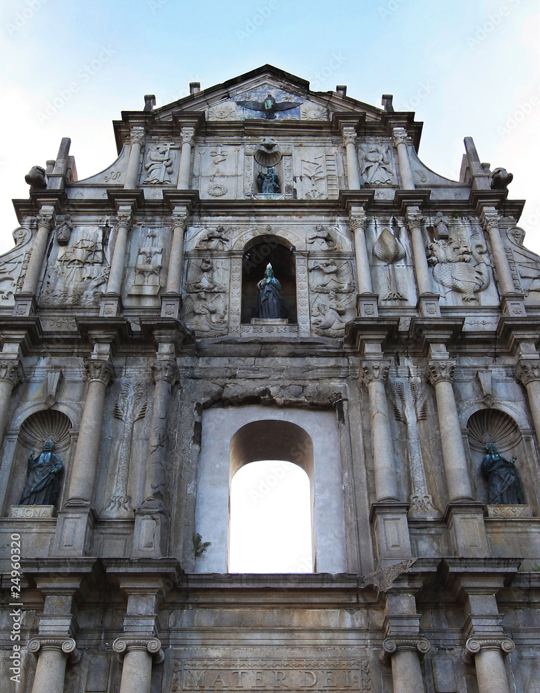 Ruins of Saint Paul's Cathedral in Macau at dusk