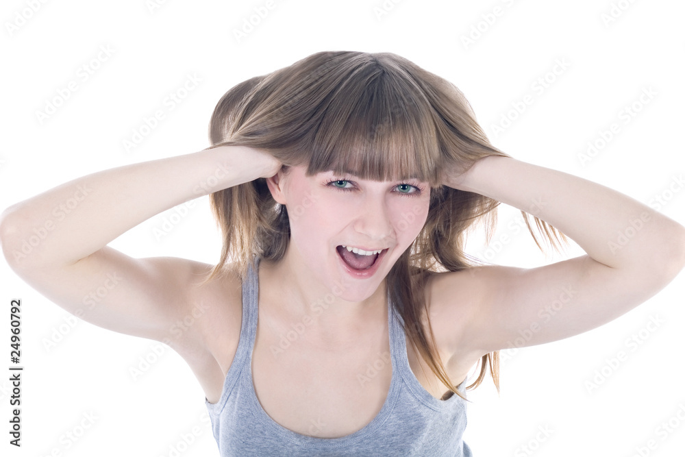 Portrait of a young emotional happy woman Portrait of a young emotional happy woman