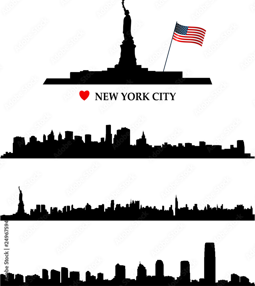 New York and statue of liberty silhouette