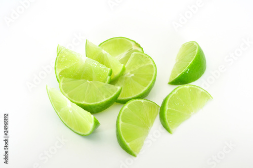 lime segments scattered