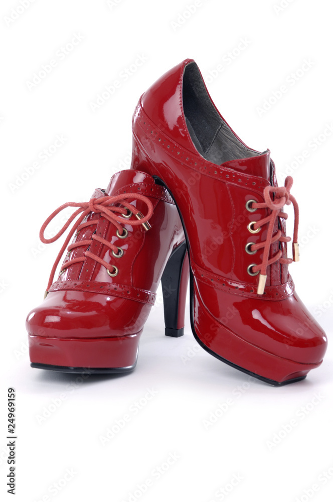 red high heel shoe on white