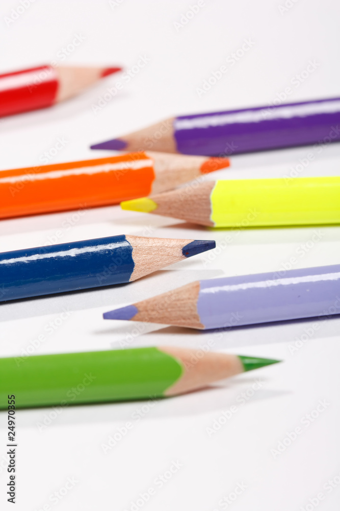 Color pencils on white background Color pencils on white background