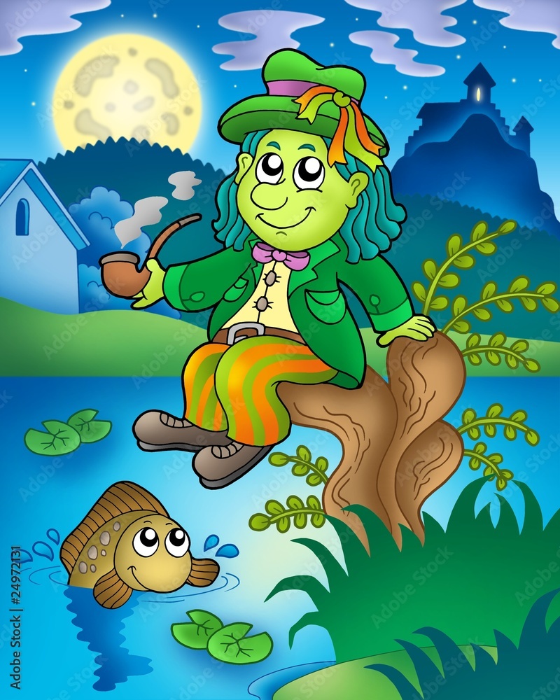 Naklejka premium Water sprite with fish