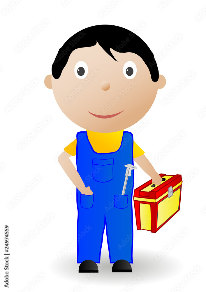 Vector illustration the boy with the tool Vector illustration the boy with the tool