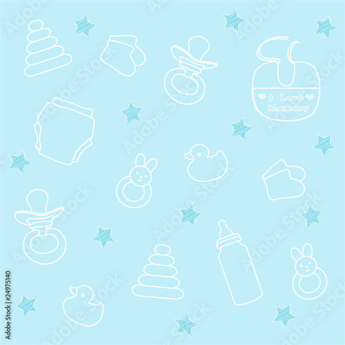 baby boy elements, blue background
