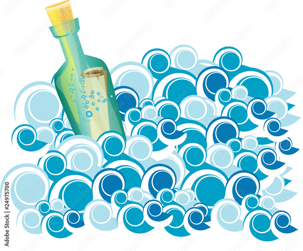 Message in a bottle on waves