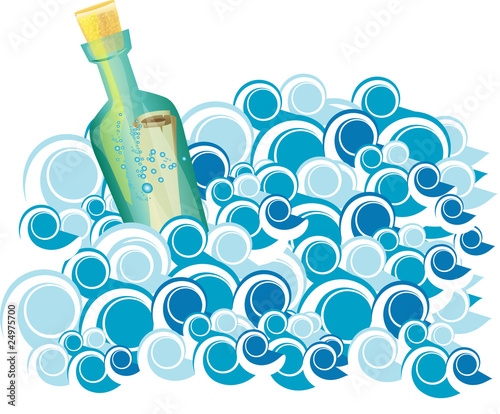 Message in a bottle on waves