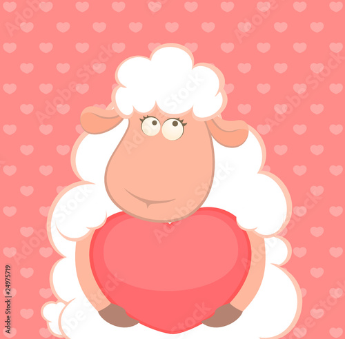 Wallpaper Mural cartoon funny sheep holds a heart Torontodigital.ca