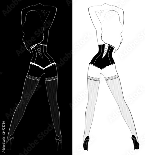 Vector sexy women dances striptease