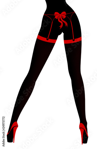 Vector silhouette is slender beautiful womanish feet