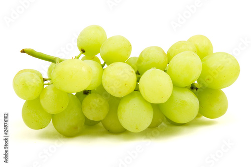 Green grapes on white background close up shoot