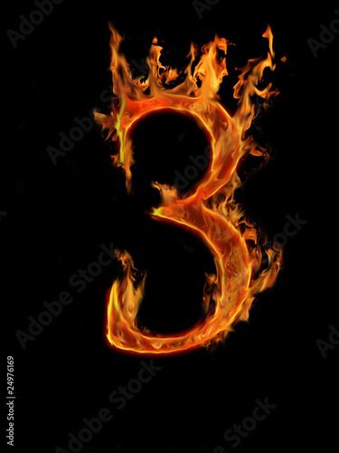 Fiery font "3"