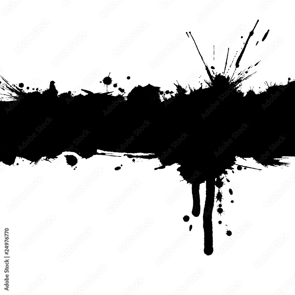 Grunge background with ink strip and blots with copy space - obrazy, fototapety, plakaty 
