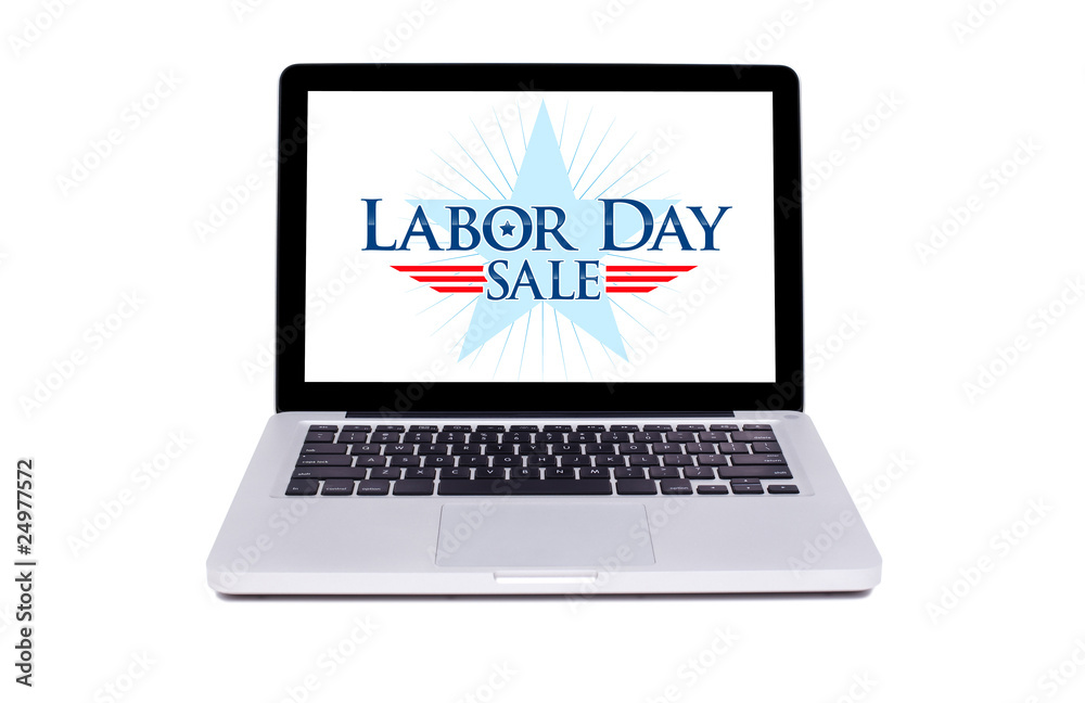 Labor day Sale label in modern laptop Labor day Sale label in modern laptop