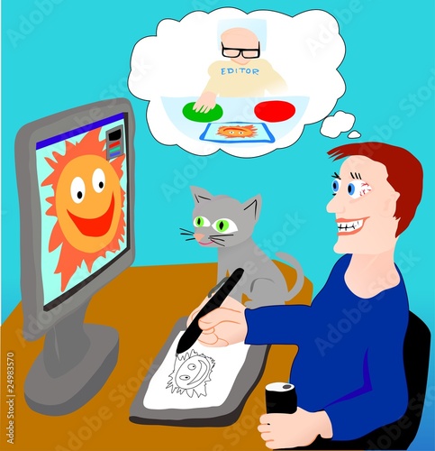 The designer works, thinking about editor