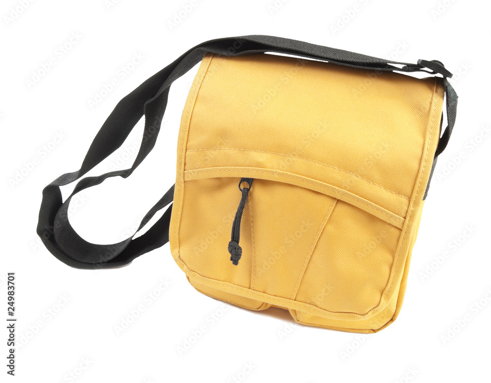 Naklejka premium Yellow teenager bag | Isolated