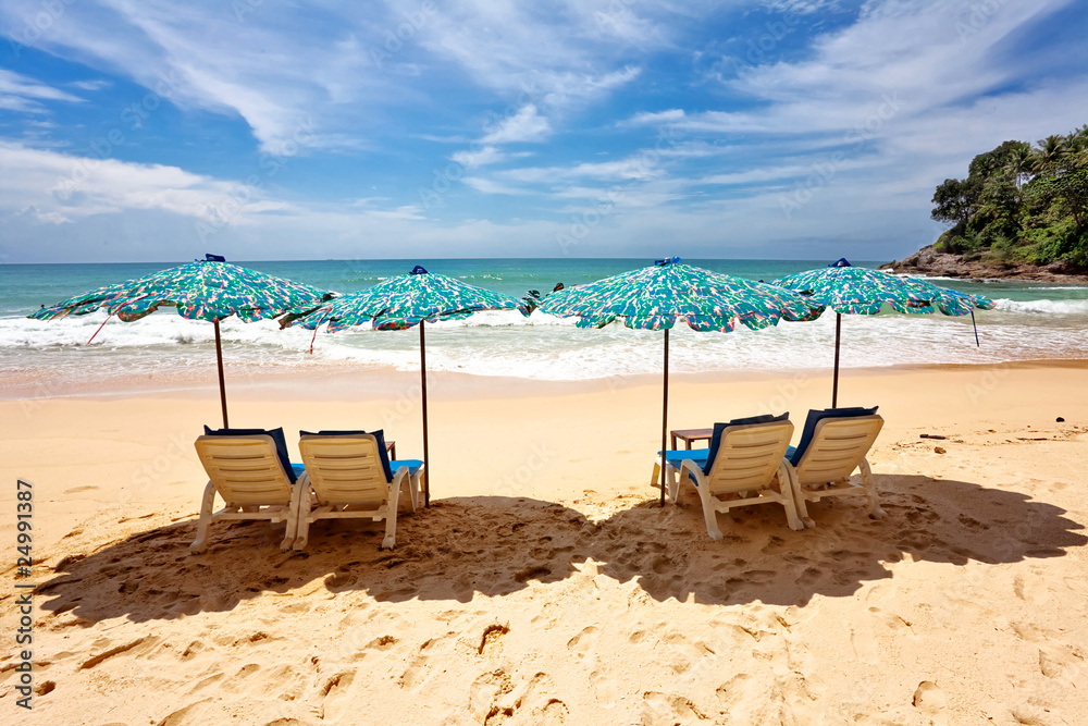 Fototapeta premium On the sand tropical beach. Andaman sea. Phuket. Thailand