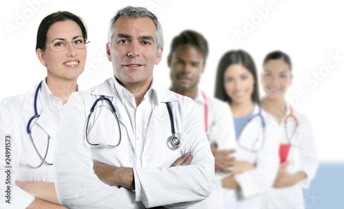 expertise doctor multiracial nurse team row photo