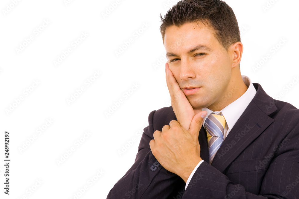 Young business man whith a toothache over white background Young business man whith a toothache over white background