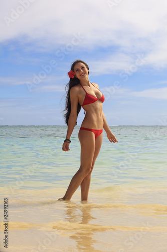 beautiful young woman at the beach in hawaii