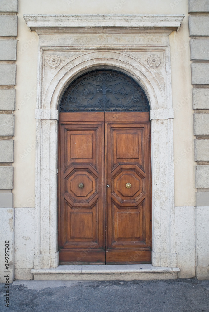 Wooden door.