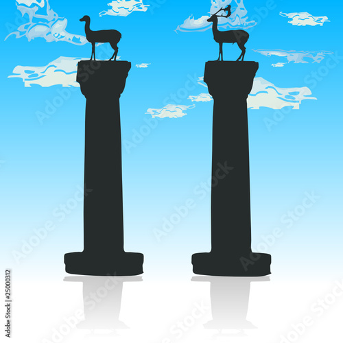 gate with the deer on the Rhodes vector silhouettes