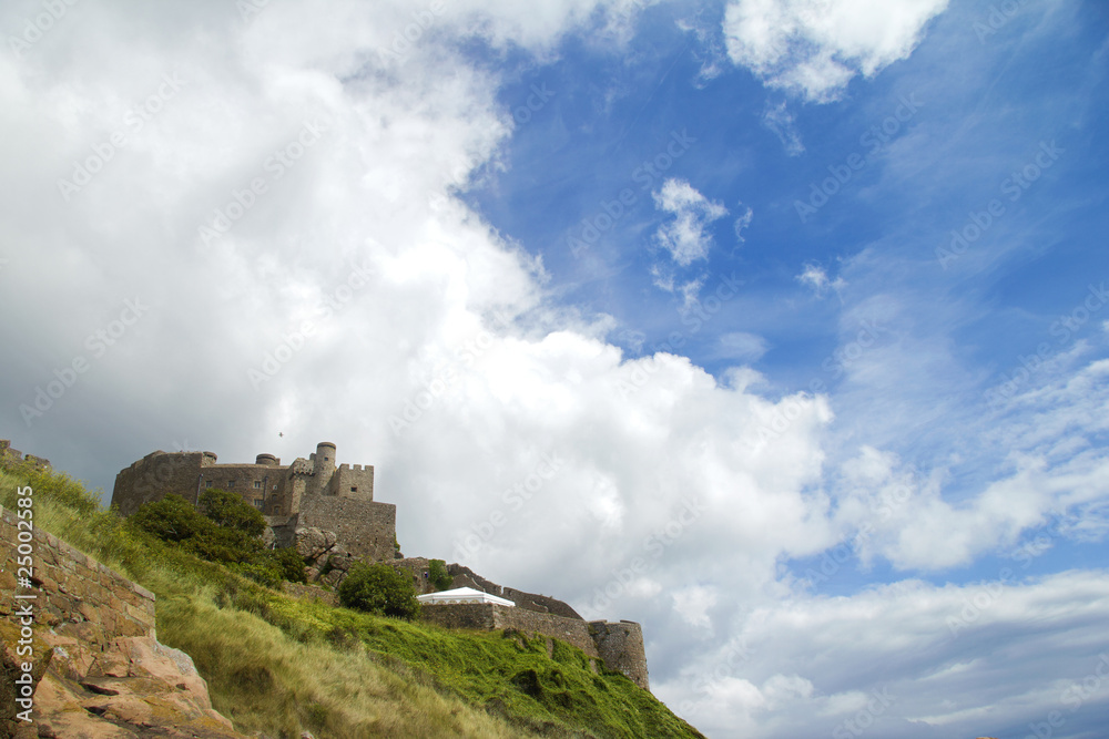 Jersey's Mount Orgueil castle and sky