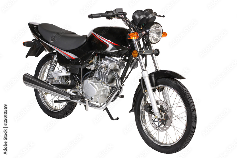 Obraz premium Black motorcycle over white background